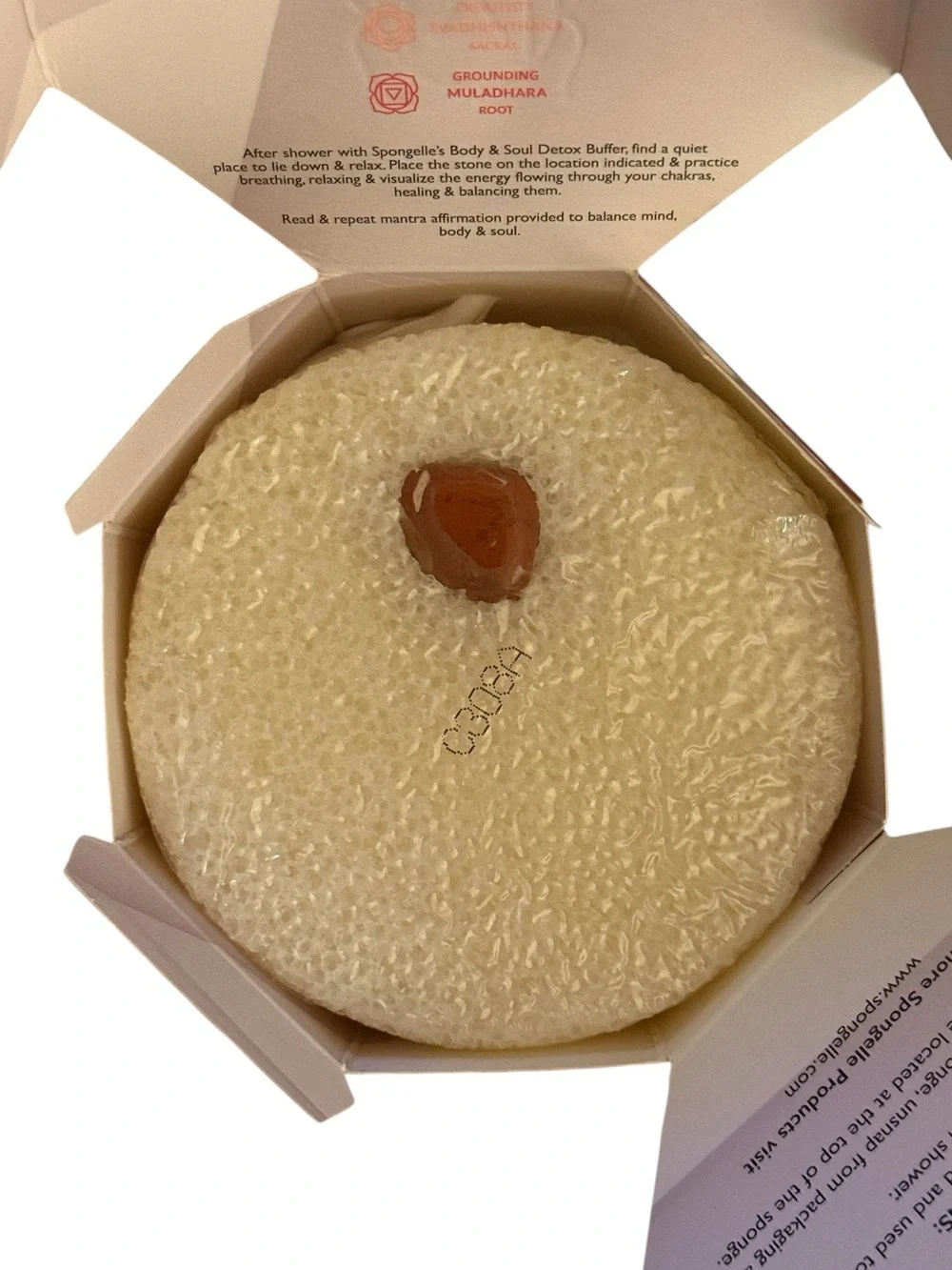 Spongelle Spiritual Detox Buffer Lunar Lime with Red Jasper Root Chakra Stone
